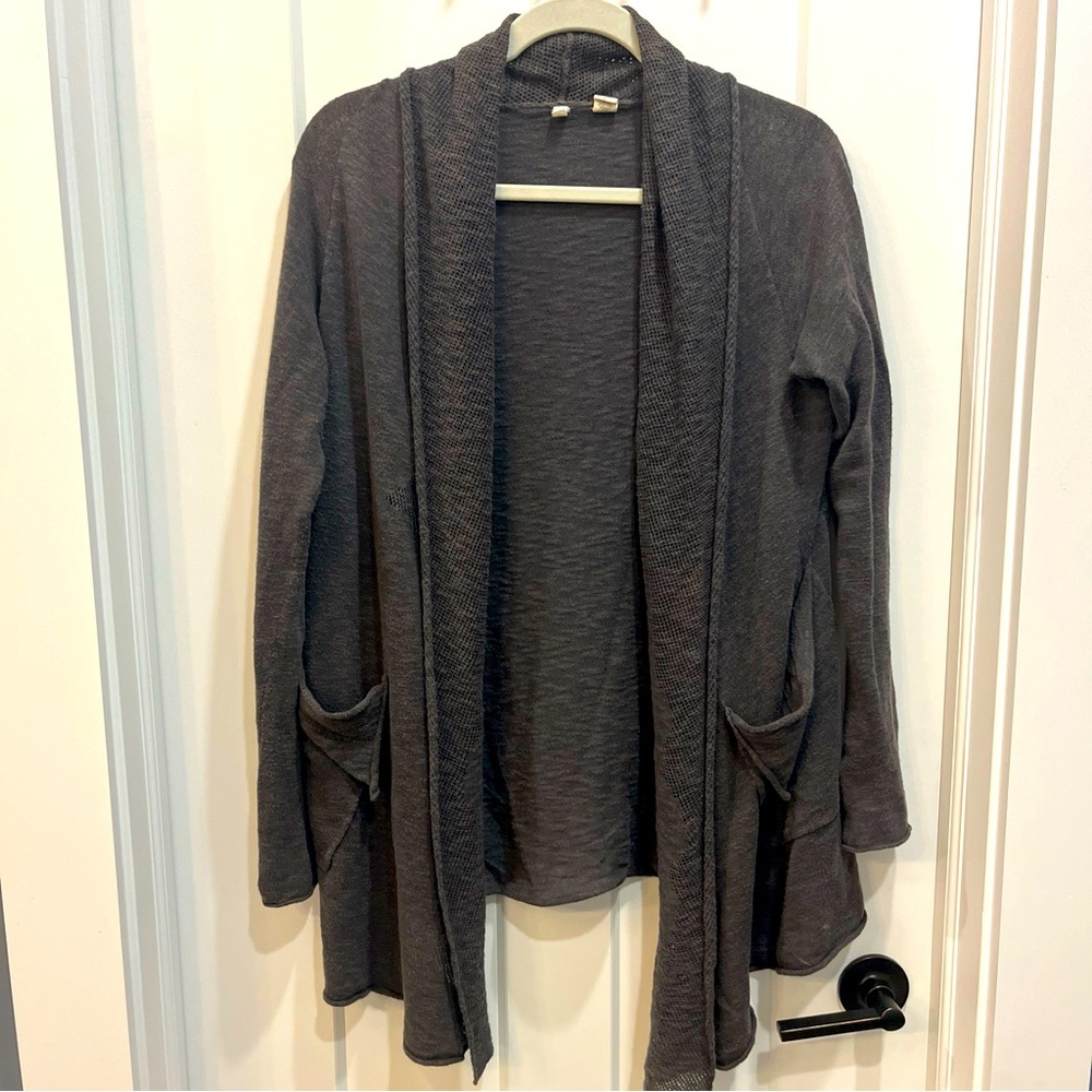 Moth Anthropologie Women’s Open Front Knit Cardigan Charcoal Gray Size Medium